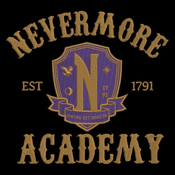 Star Oaks Farm Tops - Wednesday Nevermore Embroidered ADULT Crewneck Sweatshirt Goth Witch School